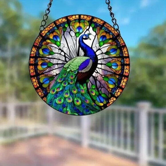 Vibrant Peacock Window Hanging Acrylic Suncatcher - Picture 3 of 14